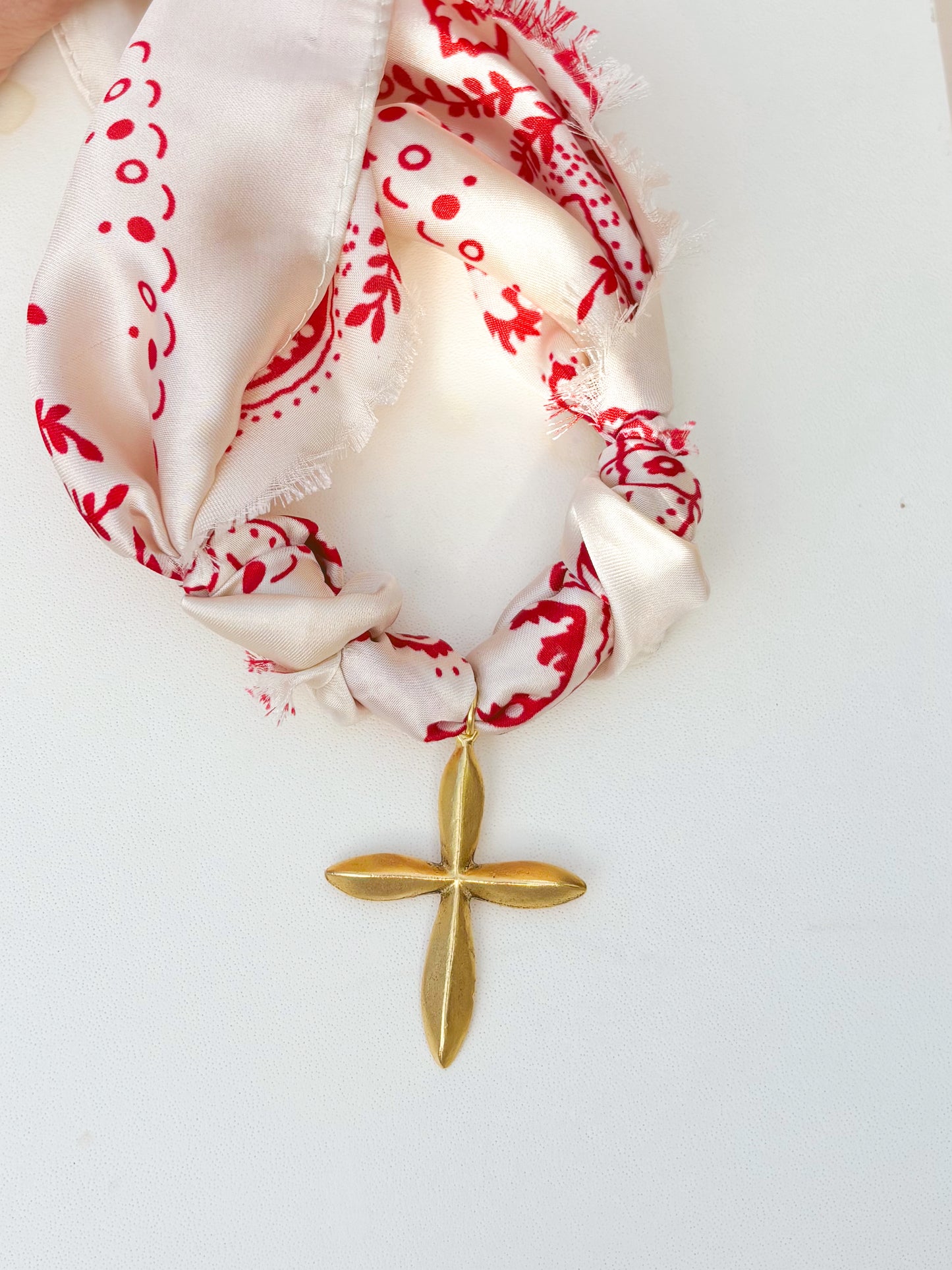 Statement Scarf - Red + Ivory