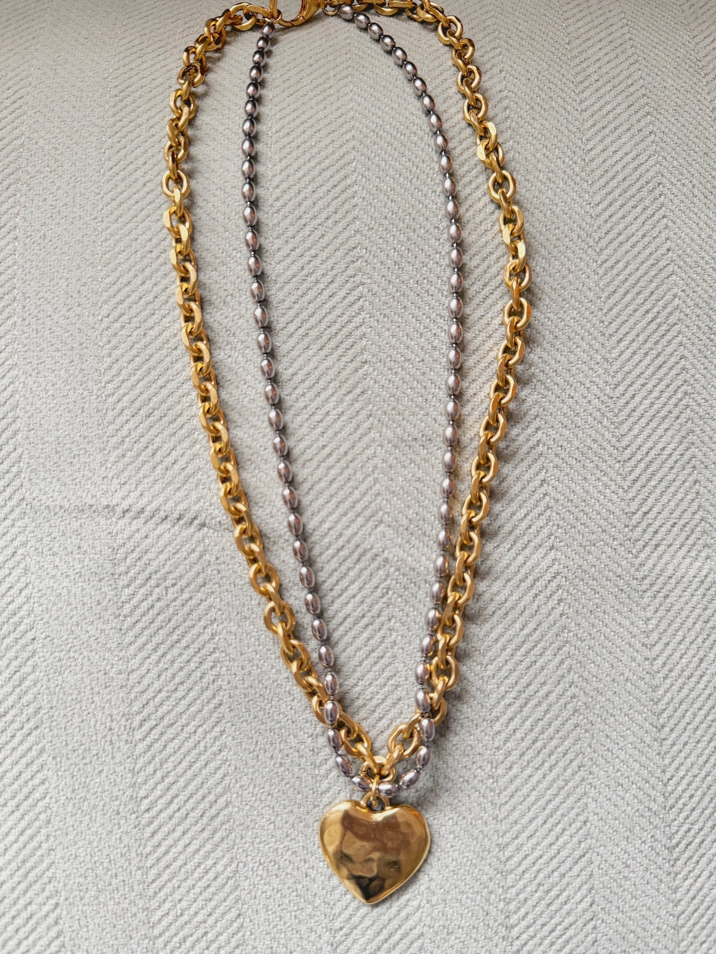 Mixed Chain Heart Necklace