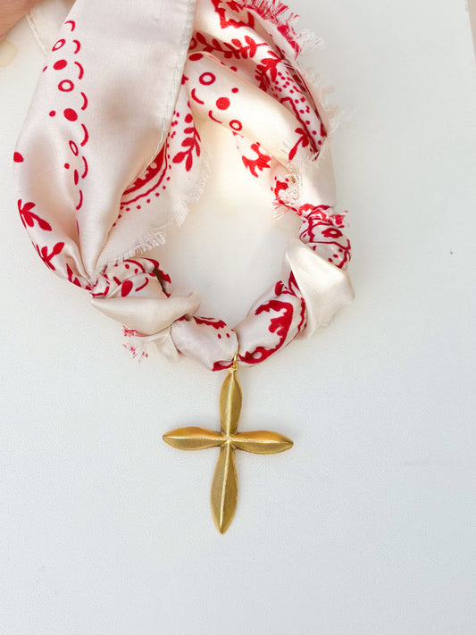 Statement Scarf - Red + Ivory