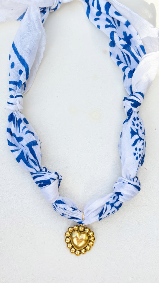 Statement Scarf - Blue + White
