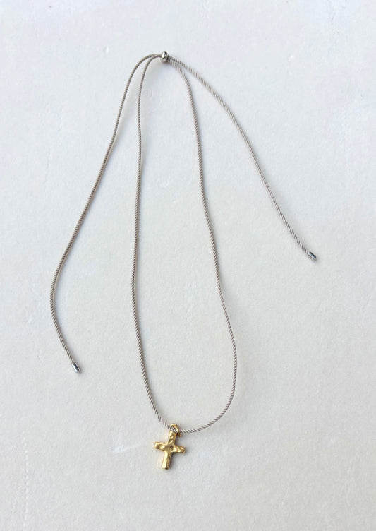 cord choker — taupe cross
