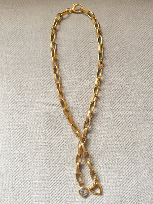 Crystal Heart Drop Necklace