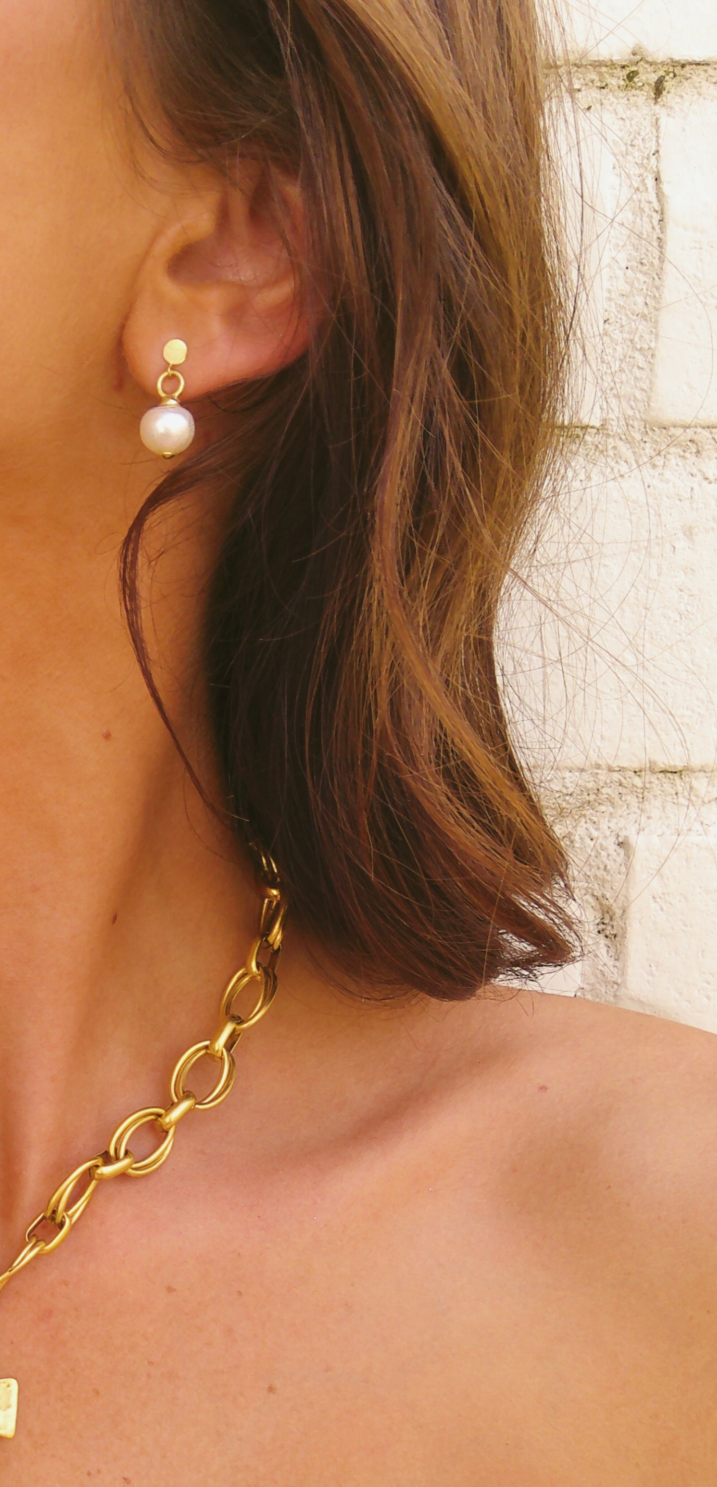 Golden Pearl Earrings
